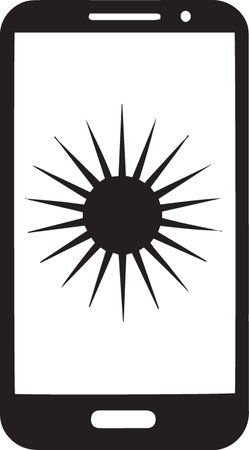 smartphone icon with sunburst isolated on white background. vector illustrationのイラスト素材