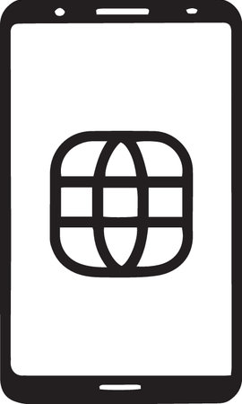 Smartphone icon with globe symbol on the screen. Vector illustration.のイラスト素材