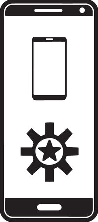 smartphone with gear icon isolated on white background, vector illustration.のイラスト素材