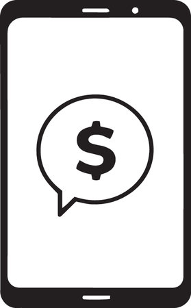 phone with speech bubble and dollar symbol isolated on white background, vector illustrationのイラスト素材
