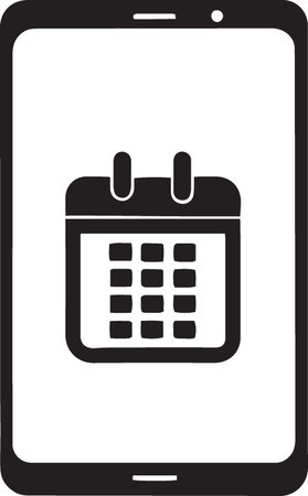 Calendar icon on the mobile phone. Vector illustration isolated on white background.のイラスト素材