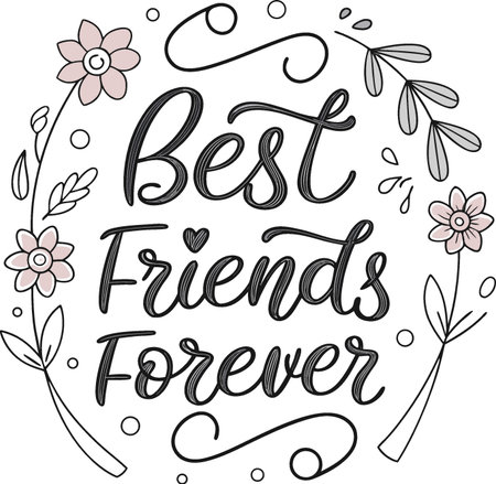 Best friends forever. Hand drawn lettering phrase. Vector illustration.のイラスト素材