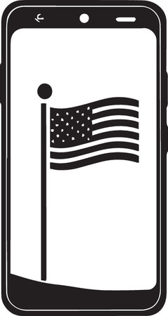 Smartphone with the flag of the United States on the screen.のイラスト素材