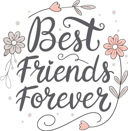 Best friends forever hand lettering. Vector illustration for your design.のイラスト素材