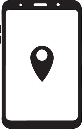 Smartphone with location pin on screen icon isolated on white background. Vector Illustrationのイラスト素材