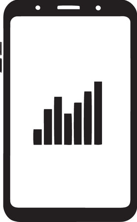 Smartphone with graph icon isolated on white background. Vector Illustrationのイラスト素材