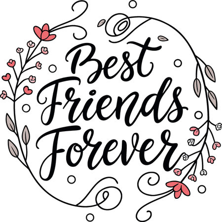 Best friends forever. Hand drawn lettering phrase. Vector illustration.のイラスト素材