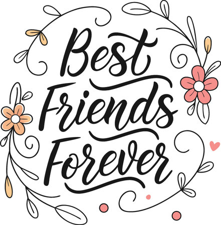 Best Friends Forever. Hand drawn lettering phrase. Vector illustration.のイラスト素材