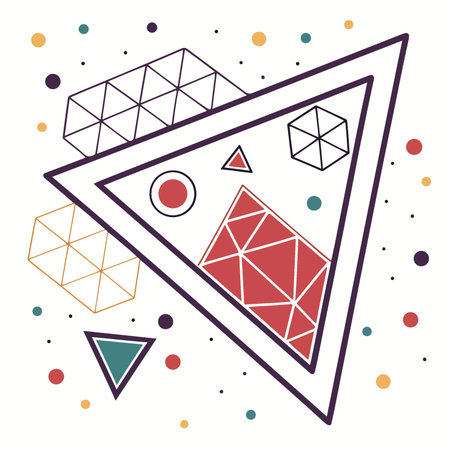 Triangles and geometric shapes with memphis style design, vector illustration.のイラスト素材