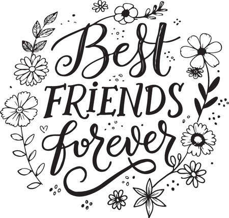 Best Friends forever. Hand drawn lettering card. Vector illustration.のイラスト素材