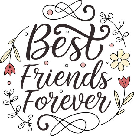 Best friends forever. Hand drawn lettering phrase. Vector illustration.のイラスト素材