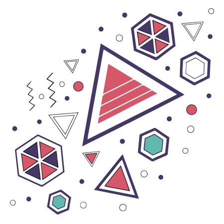 Triangle pattern in retro 80s memphis style. Vector illustration.のイラスト素材