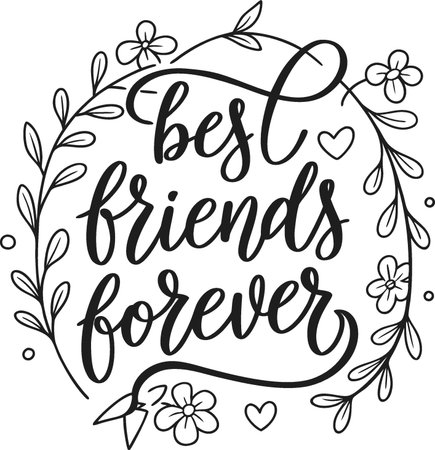 Best friends forever. Hand drawn lettering. Vector illustration for greeting card, poster, t-shirt printのイラスト素材