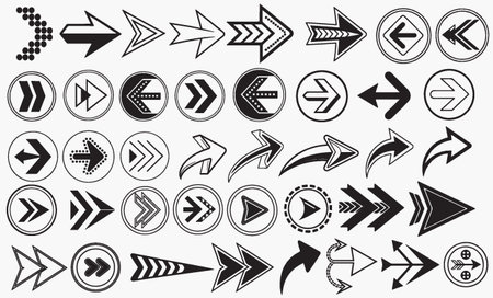 Arrow icons set. Black and white vector arrows. Vector illustration.のイラスト素材