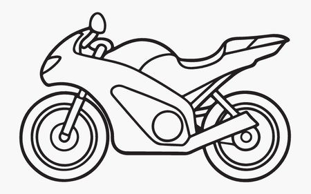 Motorcycle icon in line style. Motorcycle vector illustration on white isolated background.のイラスト素材