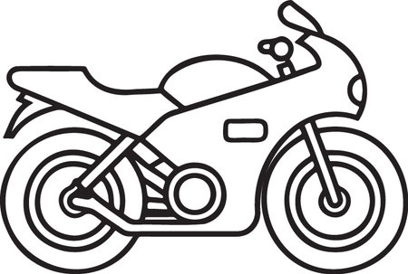 Motorcycle - black and white vector illustration isolated on white background.のイラスト素材