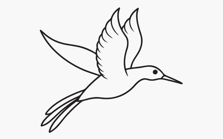 Flying stork icon isolated on white background. Vector outline illustration.のイラスト素材