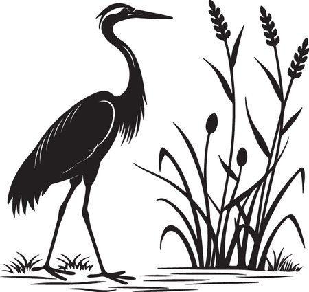 Heron.Vector illustration ready for vinyl cutting.EPS 10のイラスト素材