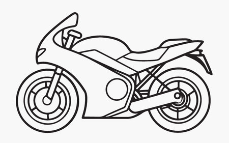 Motorcycle icon in outline style. Motorcycle vector illustration on white background.のイラスト素材