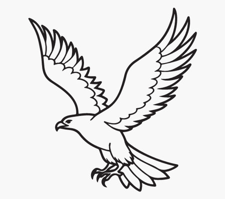 Eagle flying in black and white. Vector illustration of eagle.のイラスト素材