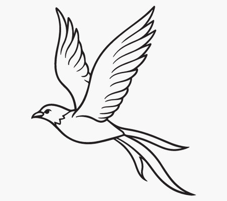 Flying bird doodle icon. Vector illustration of a flying bird.のイラスト素材