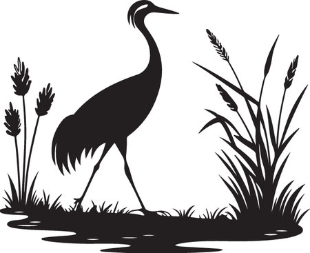 Heron Silhouette.Vector illustration ready for vinyl cutting.のイラスト素材