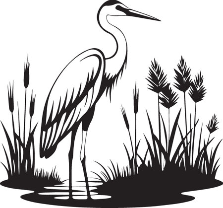 Heron.Vector illustration ready for vinyl cutting.Eps10のイラスト素材