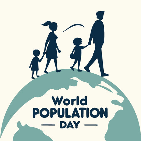 World Population Day Vector Illustration. World Population Day Poster Design Template.のイラスト素材