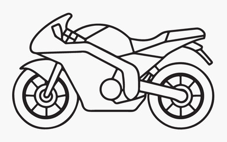 Motorcycle icon in outline style isolated on white background. Vector illustration.のイラスト素材