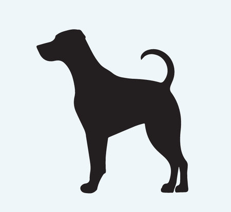 Dog silhouette isolated on blue background. Vector illustration. Eps 10.のイラスト素材