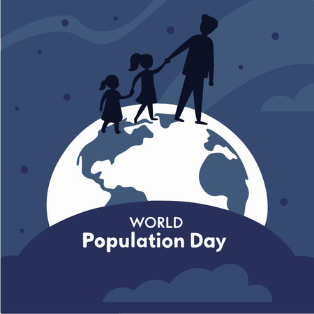 World Population Day Vector Illustration. World Population Day Poster Design Templateのイラスト素材