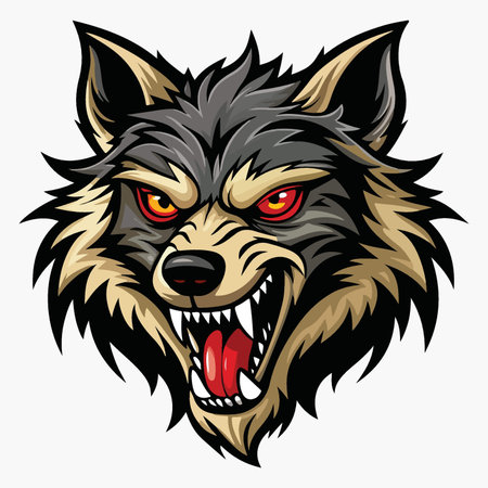 Wolf head mascot. Vector illustration for t-shirt or tattoo.のイラスト素材