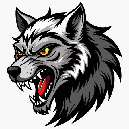 Wolf head mascot. Vector illustration of a wolf head mascot isolated on white background.のイラスト素材