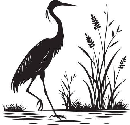 Heron.Vector illustration ready for vinyl cutting. More images in my portfolio.のイラスト素材