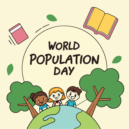 World Population Day. Vector illustration in flat design style. World Population Day concept.のイラスト素材