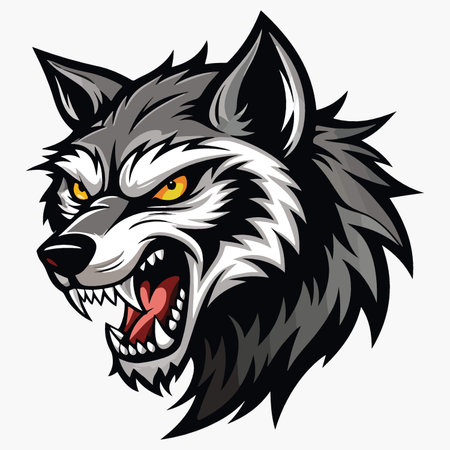 Illustration of a wolf head mascot isolated on a white background.のイラスト素材