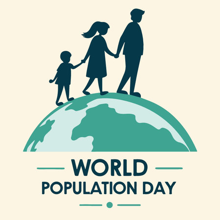World Population Day Vector Illustration. World Population Day Poster Design Templateのイラスト素材