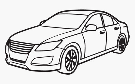 Sketch of a car on a white background. Vector illustrationのイラスト素材