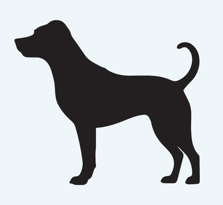 Dog silhouette isolated on blue background. Vector illustration. EPS 10.のイラスト素材