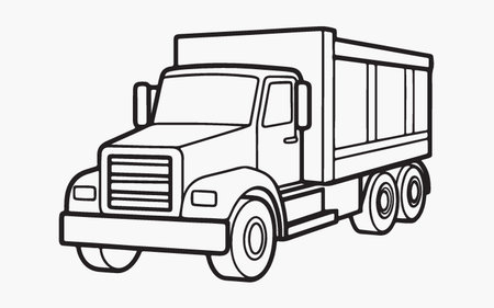 Truck icon. Vector illustration of a truck with a trailer.のイラスト素材