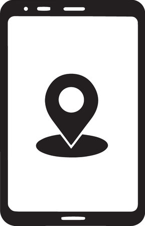 Location icon on the smartphone screen. Vector illustration isolated on white background.のイラスト素材