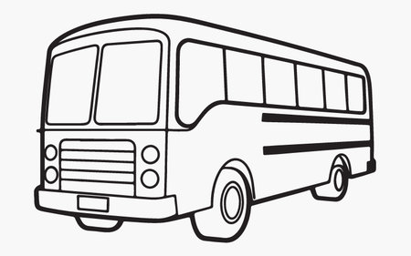 Bus isolated on white background. Black and white illustration. Vector.のイラスト素材