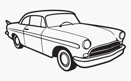 Retro car, vector illustration, isolated on a white background.のイラスト素材