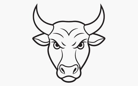 Bull head vector illustration. Head of a cow. Farm animal.のイラスト素材