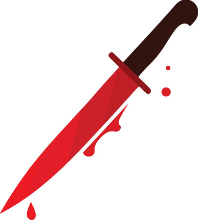 Illustration of a dagger with blood dripping on it isolated on white backgroundのイラスト素材