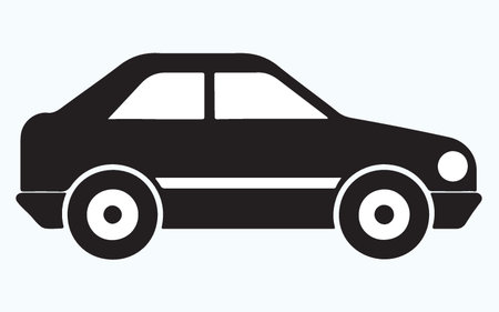 Car vector icon. Black illustration isolated on blue background. Flat style.のイラスト素材