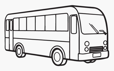 Bus black and white vector illustration. Isolated on white background.のイラスト素材