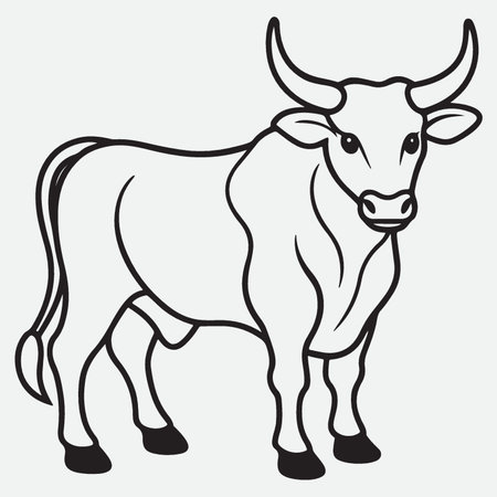 Vector image of a bull on a white background. Farm animal.のイラスト素材