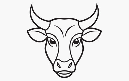 Vector illustration of a bull head on a white background. Design element.のイラスト素材