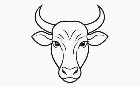 Vector image of a head of a bull on a white background.のイラスト素材